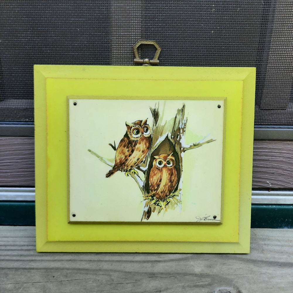 Vintage Yellow Owl Wall Art